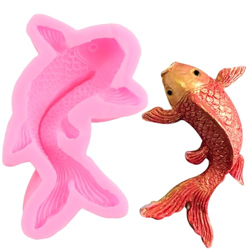 QDMOLDS Koi Fish Silicone Molds Goldfish Fondant Mold Fish Chocolate Molds