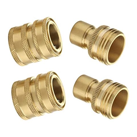 M MINGLE Garden Hose Quick Connect Fittings, 3/4 Inch GHT Solid Brass, Quick Connector Set, 2-Pack Cover