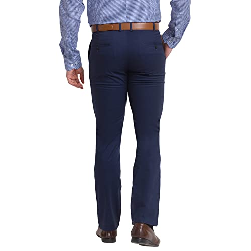 Image of Park Avenue Men Super Slim Fit Solid Pattern Cotton Spandex Blend Flat Front Formal Chinos