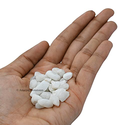 Image of Snow Quartz Crystal Chips Aquarium Gravel Rocks - Snow Quartz Chips Bulk Fish Tank Gravel, Small Tumbled Stone Chips and Tiny Crystals for Decoration (Natural AAA Grade Gemstones)