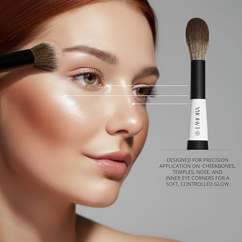 Lamora Powder + Bronzer Dual-Ended Makeup Brush - Fluffy Full Face Duo Makeup Brush for Setting Pressed, Baked, or Loose Powder Bronzer Highlighter Blush - Vegan, Cruelty-Free & Synthetic Bristles - Image 5