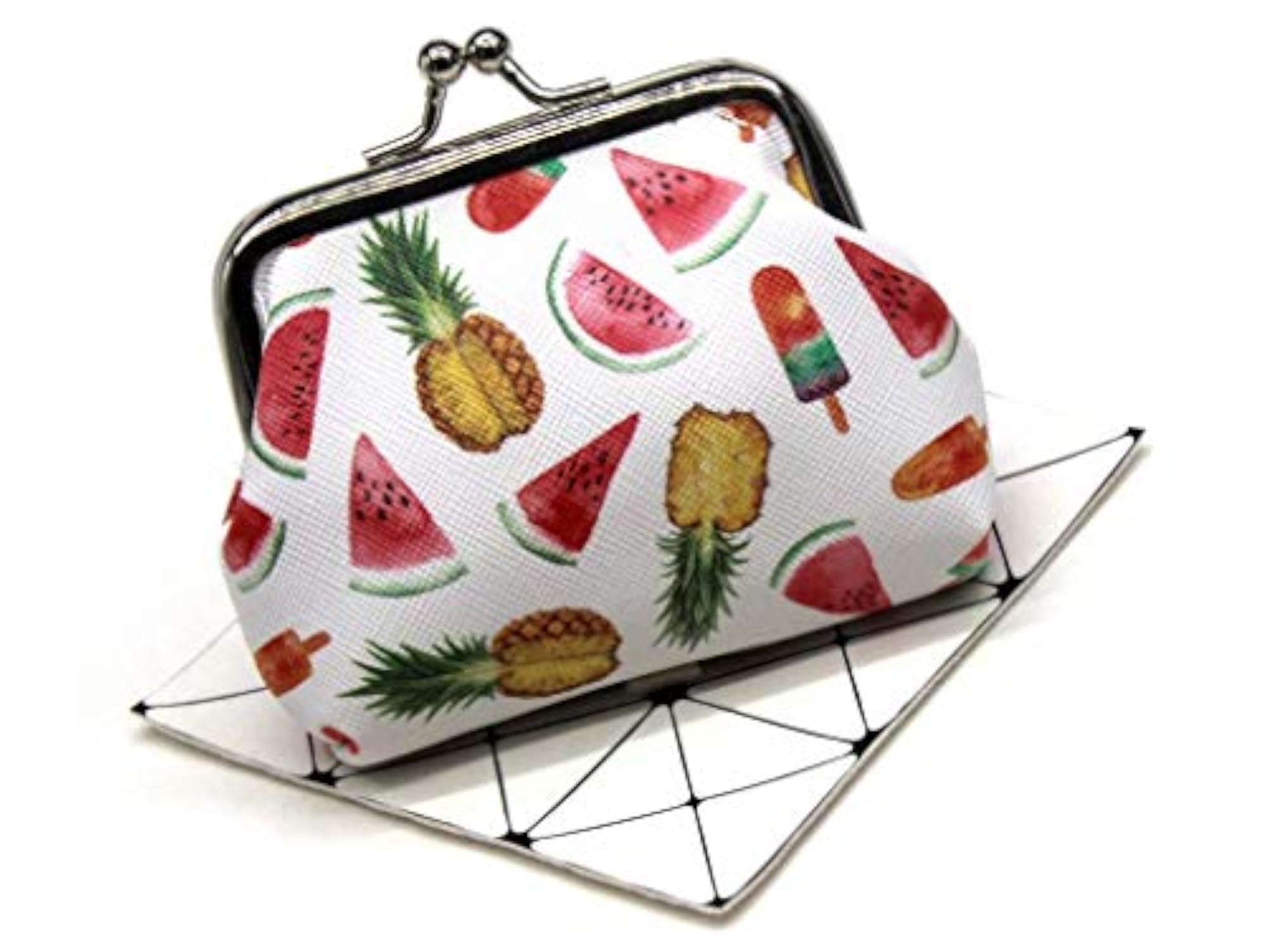 Colorful Watermelon Pineapple Coin Purse, Mini Clasp Pouch