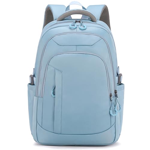 Outplea Laptop Rucksack 15.6 Zoll Damen, Großer Schulrucksack Mädchen Teenager, Tagesrucksäcke Elegant Komfortabler für Uni Reisen Büro, Babyblau