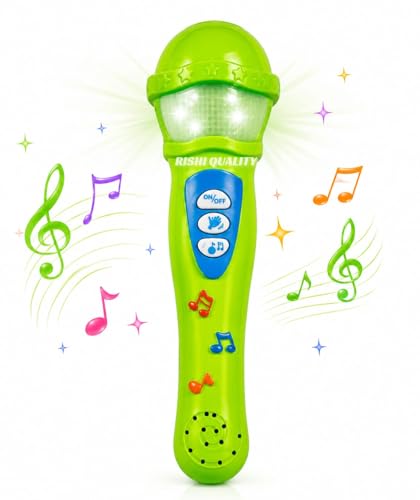 Image of Mic Microphone Musical Toy with Light and Sound for Kids | Classic Look Mic Colourful Lights | Karaoke Wireless Pretend Play Toy | - Color As Per Stock Availability (Pack of 1)