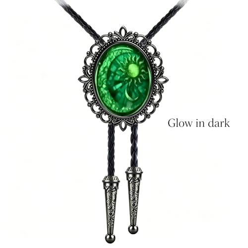 Image of Jeilwiy Bolo Tie for Men Western Cowboy Gothic Bolo Tie Necklace Halloween | Glow in Dark Bolo Tie for Men Women, 3D Halloween Bolo Tie, Gothic Western Ties, String Ties for Men Rodeo Leather Necktie