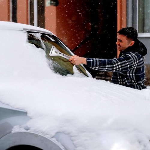 ZONETECH Heated Car Window Ice Scraper with LED Light–Extendable Auto Windshield Frost Remover 12V Plug into Cigarette Lighter Electric,Snow Removal Tool