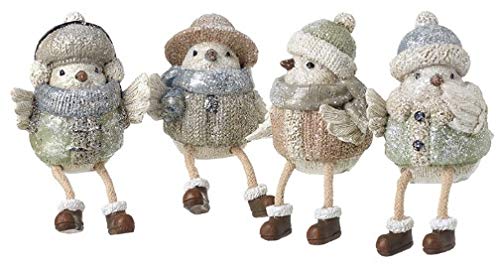 Top Banana Gifts Paquete de 4 bonitos pájaros de invierno sentados – Decoración de Navidad