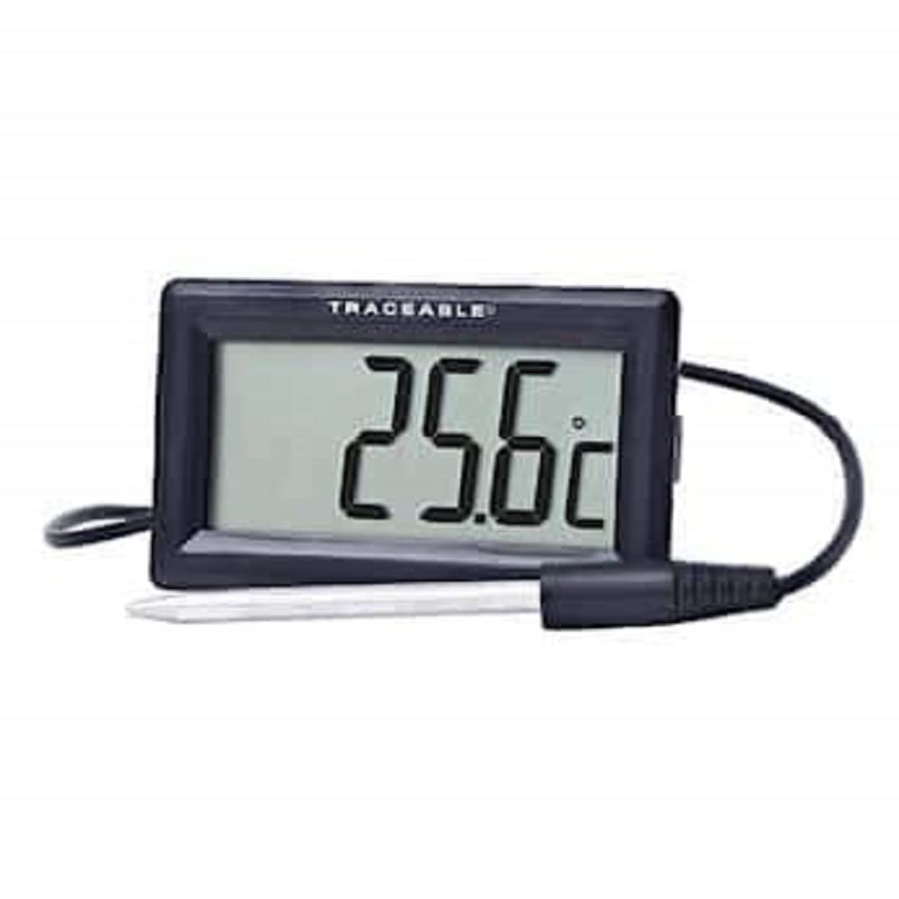 Cole-Parmer Traceable Einbauthermometer für Gewerbe, Medizin und Wissenschaft – 1 Fernfühler, Kalibrierung, LCD-Display, -50 °C – 300 °C