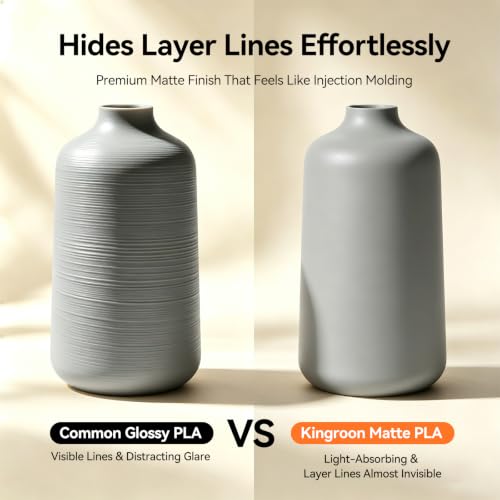 Image of Kingroon Matte PLA Filament 1.75mm 3D Printer Filament Matte Filament 1kg Dimensional Accuracy + /- 0.02 mm (Matte Gray)