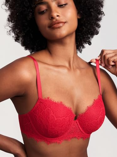 DOBREVA Women's Balconette Bra Lace Lightly Padded Demi Full Coverage Plus Size Bras Underwire Support2