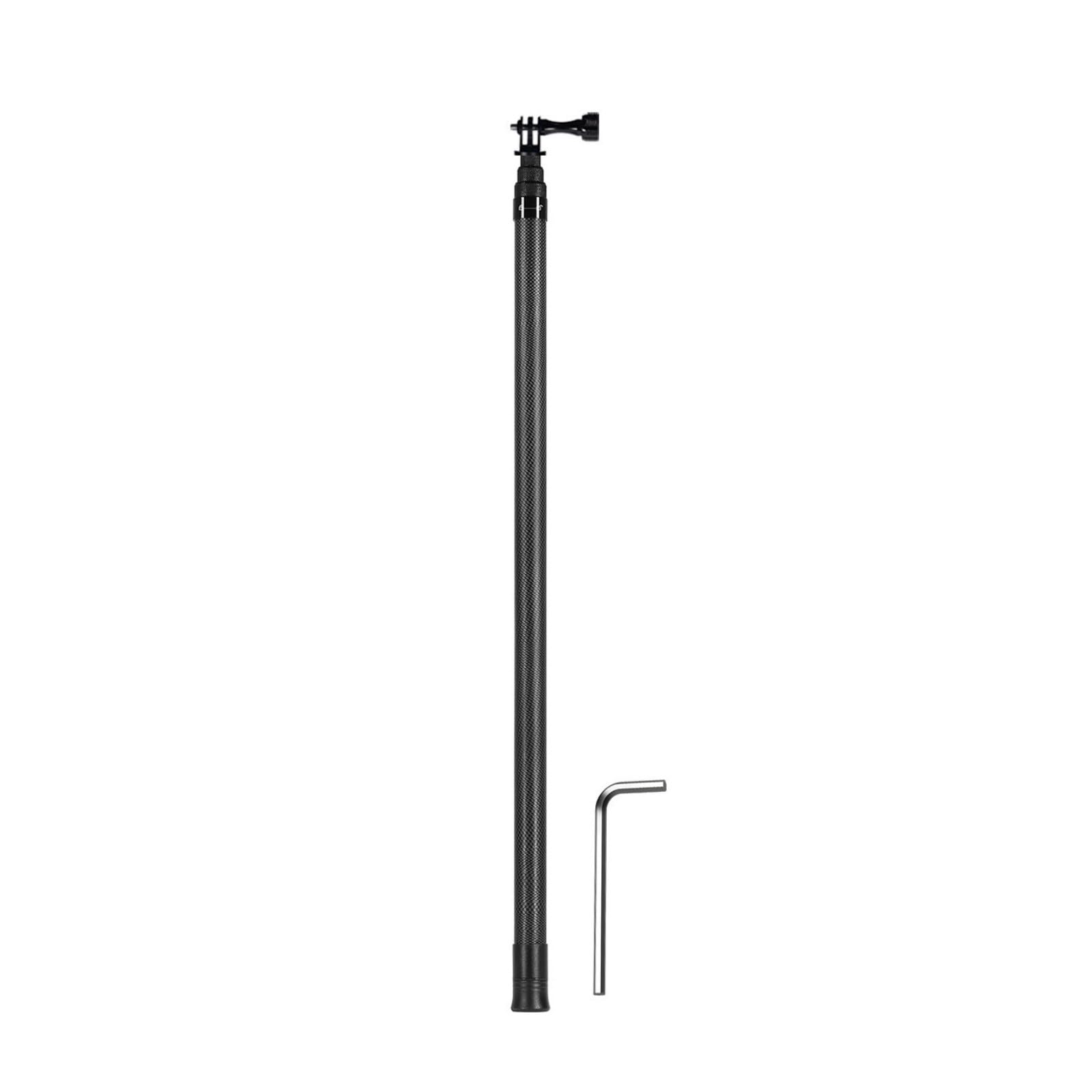 Bastone per selfie estensibile in fibra di carbonio, triplo per action camera, regolabile da 50 cm a 130 cm, bastone per selfie estensibile