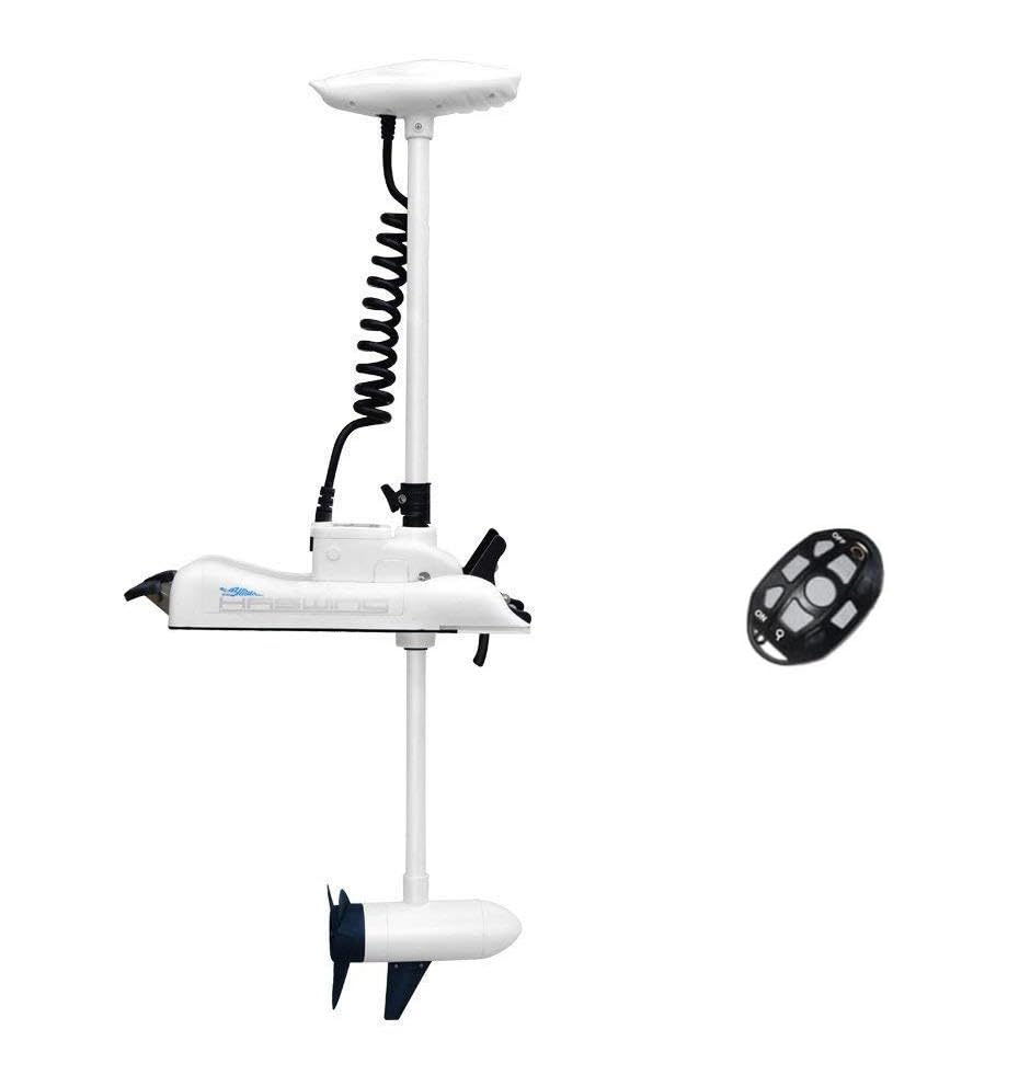 AQUOS Haswing White 12V 55LBS 54inch Electric Bow Mount Trolling Motor with 2.4G Remote Control for Inflatable Boat Kayak Bass Boat Aluminum Boat Fishing, Freshwater and Saltwater Use