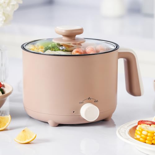 Hot Pot Electric 1.5L, Portable Ramen Non-Stick Cooker for Noodles - image 1