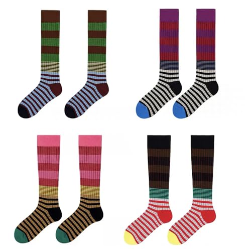 Calcetines a rayas hasta la rodilla elásticos que no se bajan para disfraces cómodos