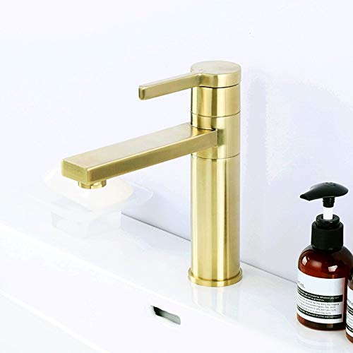 Robinet de lavabo en laiton brossé doré avec bec rotatif chic