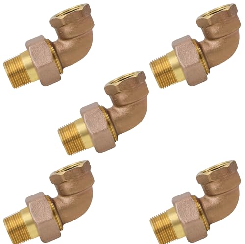 Image of Midline Valve 6I434-5 Elbow Pipe Fitting for Hydronic Heating Applications 1 /2 in. FIP x Male Union Brass (5 Pack)