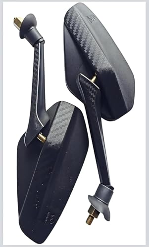Image of All Electric Scooter Premium Side Mirrors, Carbon Fiber Pattern, Black, Universal Mounting, Rear View Mirror Set for EV Scooters, 2 Pack, Shisha | Side Mirrors | Fancy Mirror | EV Mirror Black