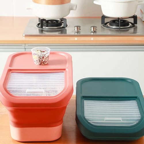 faltbar Futterbehälter Für Haustiere, 12-15 kg Hundefutterbehälter, Luftdichte kompakte Futterbox, Katzenfutter Aufbewahrung, Trockenfutter, Für Hunde, Katzen, Tierfutterbehälter, BPA-frei (Grün)