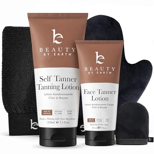 Tanning Lotion Self Tanner Kit - USA Made with Organic & Natural Ingredients, Self Tanning Lotion...