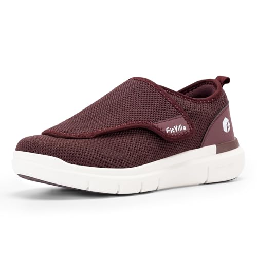 FitVille Zapatillas Diabéticos para Mujer Zapatos Anchos Especiales para Pies Hinchados Zapatillas Pies Diabéticos para Mujer con Velcro Ajustable Aliviar el Dolor de Pies 39.5 Ancho