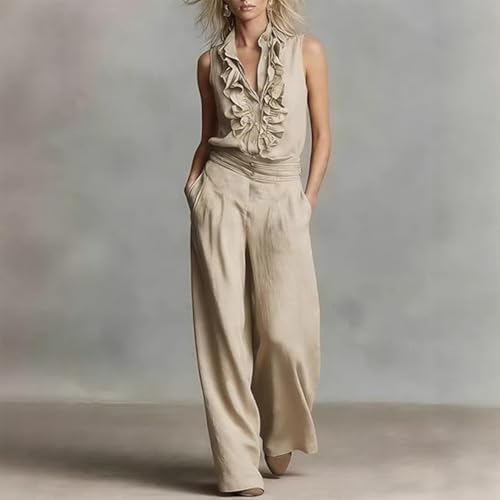 Conjunto de lino para mujer holgado que soluciona los días de calor con elegancia diaria 4