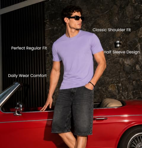 Image of Sleepynuts Men's Everyday Wear Crew Neck Regular Fit T-Shirt | Half Sleeve Solid Plain Casual T-Shirt for Men | Soft Breathable Fabric |