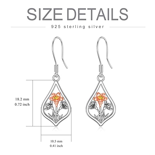 Winnicaca Cherry Blossoms Gifts Sterling Silver Cherry Blossoms Flower Dangle Drop Earrings For Women Cherry Blossoms Flower Jewelry Gifts For Tenns Girls Birthday Anniversary #TOP3