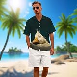 Hopivy Silly Goose Hawaiian Shirt for Men Funny Goose Button Down Short Sleeve Summer Beach Vacation Novelty Cartoon Casual Tops
