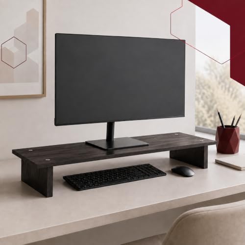 Bniture Monitor Stand Riser for Desk | 100 cm Wide Computer Monitor Shelf with Keyboard Storage | 17 mm Engineered Wood | Desktop Organizer for Home & Office (Flower Wenge, HXMD102) Deal