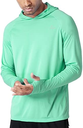 Willit Men's UPF 50+ Sun Protection Hoodie Shirt Long Sleeve Rash Guard Fishing SPF Outdoor UV Shirt Lightweight Light Green XL