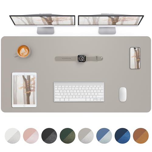 Image of Leather Desk Pad Protector,Mouse Pad,Office Desk Mat, Non-Slip PU Leather Desk Blotter,Large Desk mat,Waterproof Keyboard mat for Office /Home /Decor (Light Grey,48 inch x 24 inch)
