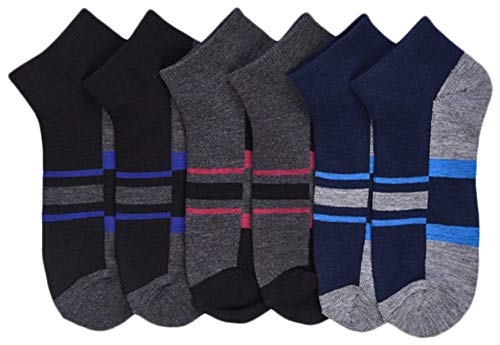 Image of ToBeInStyle Pack of 6 Printed & Solid Low Cut Ankle Socks - Kid's & Adults
