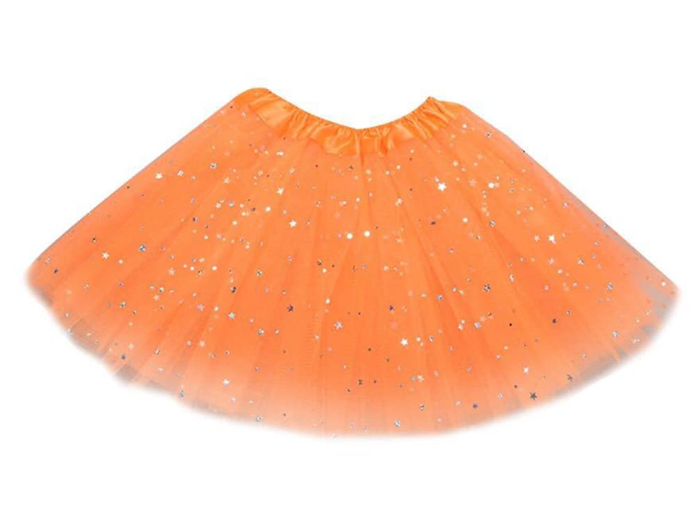 Women Tutu Skirt 3-Layer Mesh Dance Star Sequins Design Performance Skirt