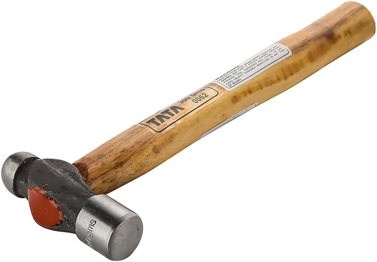 Tata Agrico Ball Peen Hammer 500g | Drop Forged Steel Head | Wooden Handle | Heavy Duty Professional Tool for Garage, Home & Industrial Use