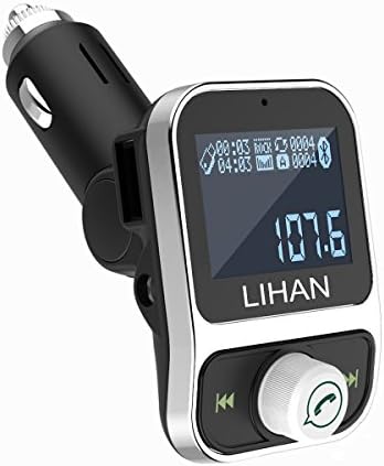 Bluetooth FM Transmitter for Car, Wireless Bluetooth Radio Transmitter Adapter with Hand-Free Calling and 1.44” LCD Display, Music Player Support TF Card USB Flash Drive AUX Input/Output