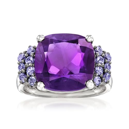 Ross-Simons 5.50 Carat Amethyst and .40 ct. t.w. Tanzanite Ring in Sterling Silver. Size 10