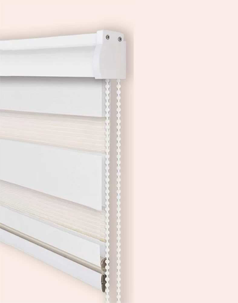 Zebra Roller Blind Half Blackout Curtain,Privacy Window Screen Dual Layer Fabric Curtain,Translucent Vision Window Shade for Bedroom Bathroom Office (White,50x150cm)