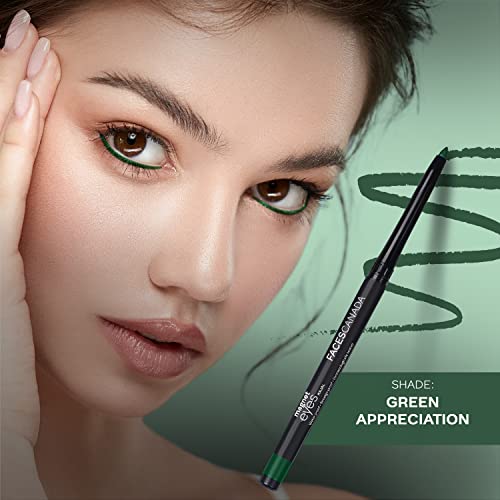 Image of FACESCANADA Magneteyes Color Kajal Pencil - Green Appreciation 02, 0.30G|Highly Pigmented Kohl|12 Hr Long Stay|Matte Finish|Single Stroke Glide|Water Proof|Smudge Proof|Almond Oil Enriched (Pack of 2)