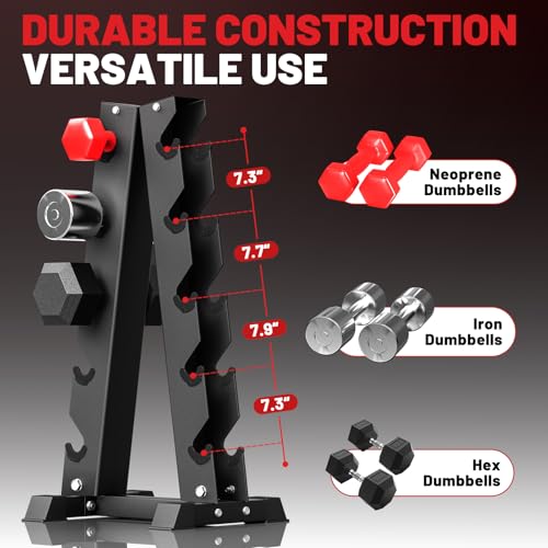 Image of A-Frame Dumbbell Stand, Dumbbell Barbell Storage & T Bar Row for Home Gym