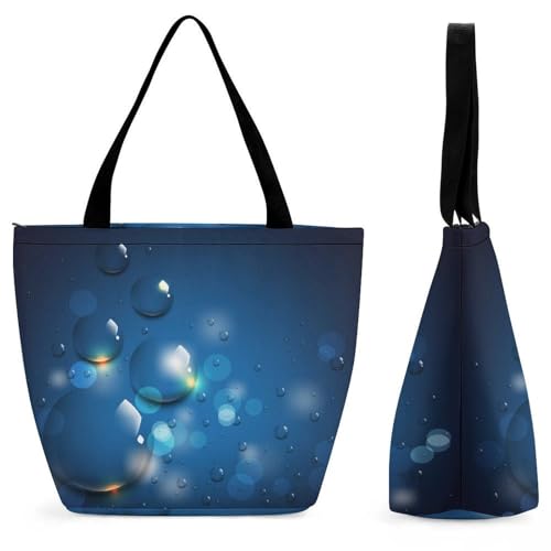 Sac à main pour femme goutte d'eau bleue et grand sac de shopping voyage de 28.5x18x32.5cm