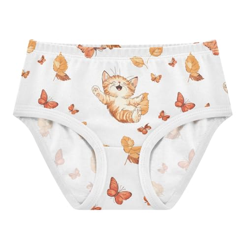 ZZKKO Orange Cat and Butterfly Girls Underwear Toddler Panties for Girls Comfort Brief Size 2T-8Y