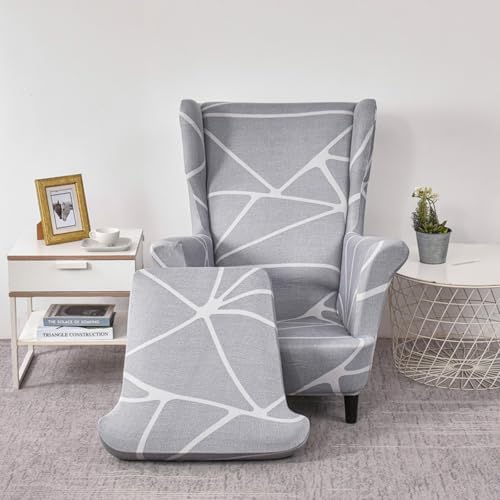 Funda de sofá wingback para salón moderno con protector elástico de otomana rectangular 5