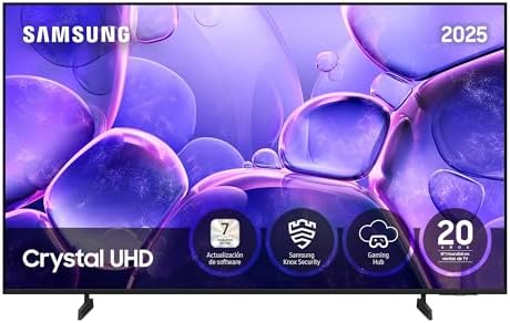 Samsung TV 55 Pulgadas Crystal UHD U8005 4K Smart TV, Colores increíbles con Crystal Processor 4K, Escucha Todos los Altavoces con Q-Symphony, Datos protegidos Knox Security y Gaming Hub
