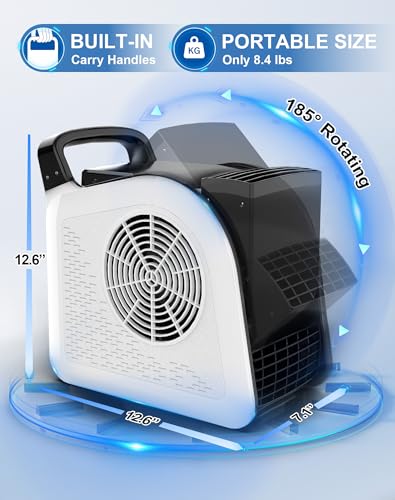 LZLXXLZL Air Mover Blower Fan - Utility Fan 3 Speeds, 2 AC Outlets, Reset and Circuit Breaker, Carpet Dryer for Garage, Gym, Shop, Kitchen - Ventilating, Cooling and Drying, 12", White - Thumbnail 2