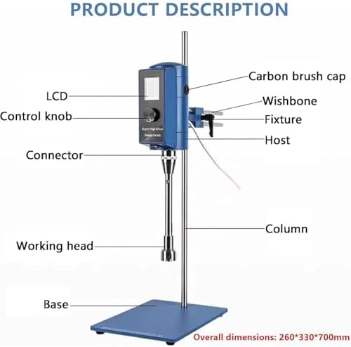 High Shear Homogenizer - 2000-28000 RPM Lab Mixer for 5-10000 ML, Ideal for Cosmetic, Food, Pharmaceutical Mixing & Emulsifying, 18g Precision Performance