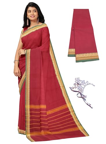 Image of Women's Chettinad Cotton Sarees | Handloom Saree with Blouse | Pure Cotton Sarees for Women Daily use and All Occasion Wear| Soft, Comfort Cotton Saree