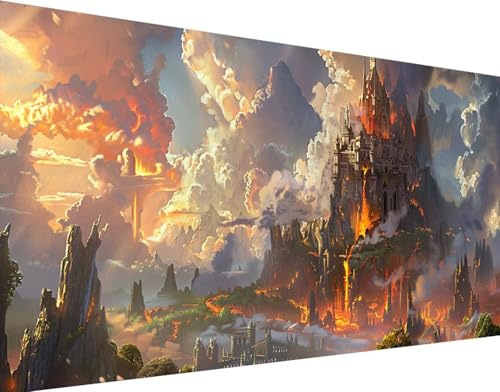 Peinture Diamant Château pour Salon - Diamond Painting 5D Décoration Murale 60x120cm