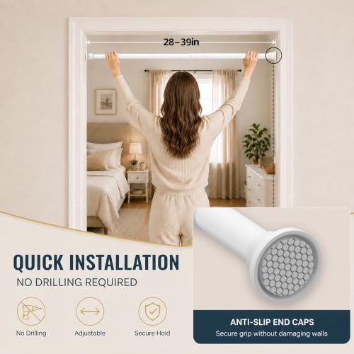 Image of AJAZZ Blackout Accordion Doors with Curtain Rods Adjustable 28-39 inch Long Interior Invisible Folding Door for Bedroom Living Room Doorway Curtain Sets (1 Pack, 43 W x 78 L, Grey)