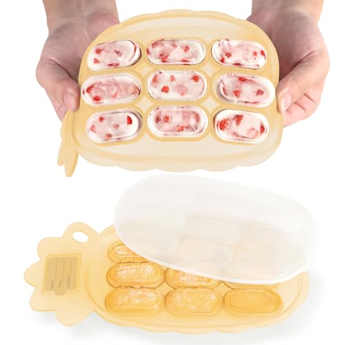 Image of Haakaa Silicone Nibble Freezer Tray -Breastmilk Popsicle Mold - Baby Fruit Food Feeder Tray - Baby Food Maker - Ice Cube Tray - 4 Months+ Babies - BPA Free -Banana
