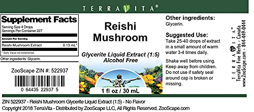 Miniatura 4 de Extracto líquido de glicerita de hongos Reishi (15) - Sin sabor (1 oz, ZIN 522937)